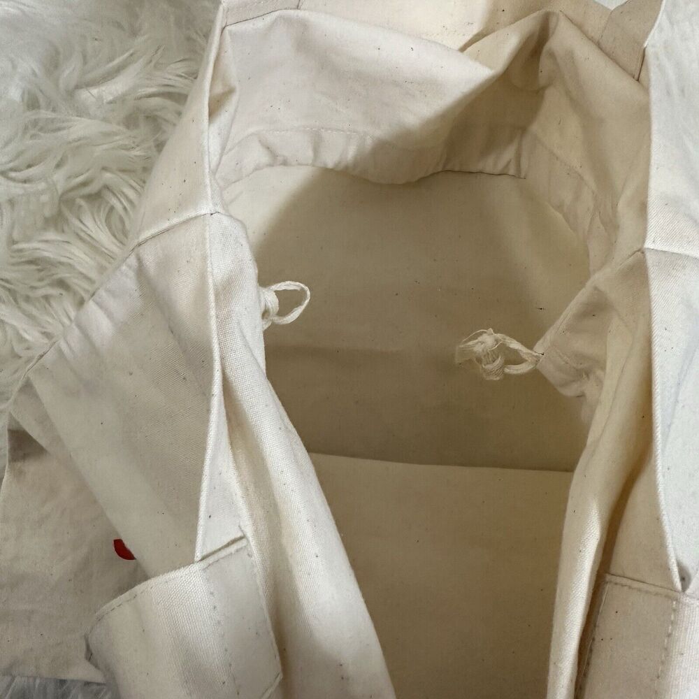 Johnny Was Canvas‎ Tote Reusable Shopping Bag Beige Double Handle Travel Books - Picture 4 of 4
